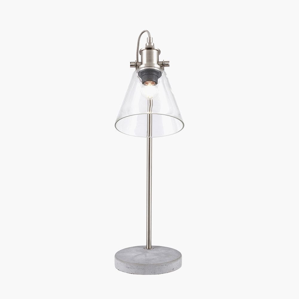 Chaplin Concrete, Chrome and Glass Table Lamp.