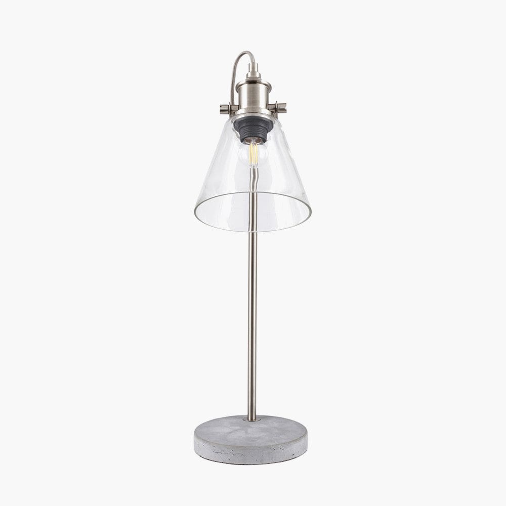 Chaplin Concrete, Chrome and Glass Table Lamp.