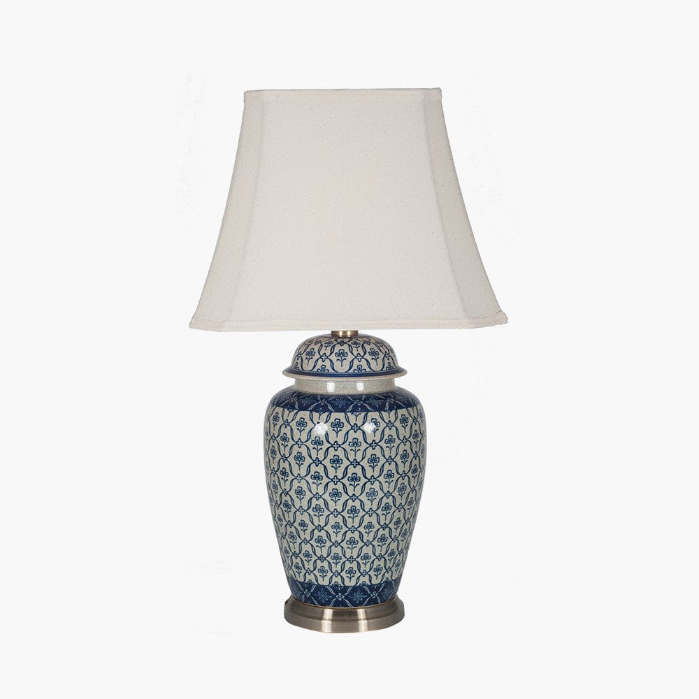 Pacific Lifestyle Lighting Chika Blue and White Ceramic Ginger Jar Table Lamp House of Isabella UK