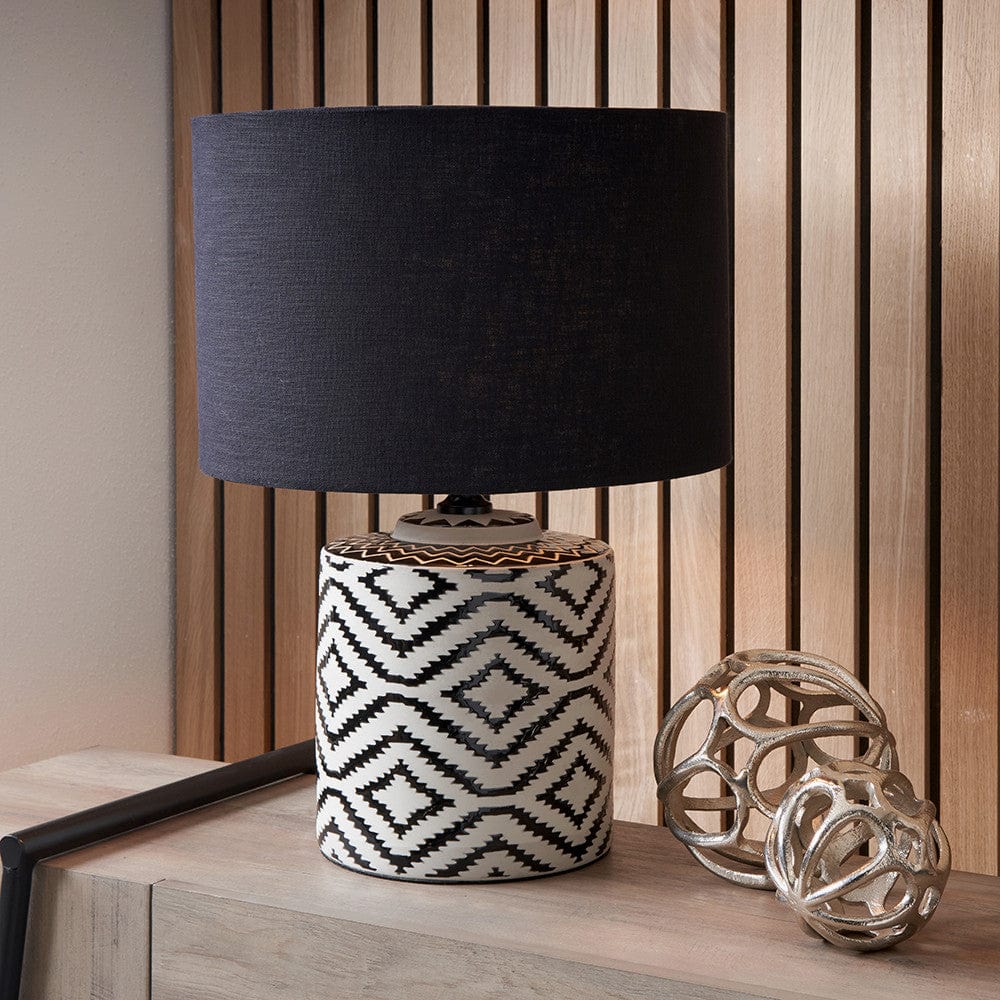Chirala Black and White Ikat Ceramic Table Lamp Base.