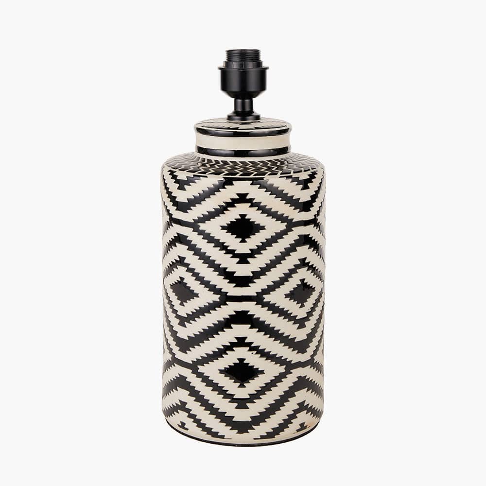 Chirala Black and White Tall Ikat Ceramic Table Lamp Base.
