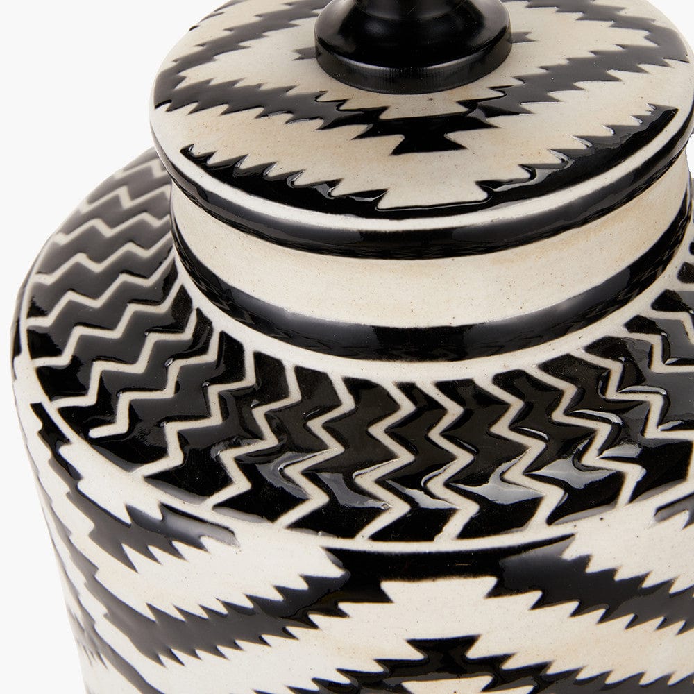 Chirala Black and White Tall Ikat Ceramic Table Lamp Base.