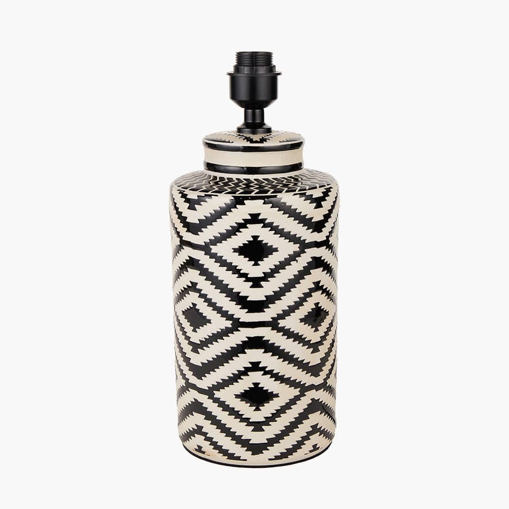 Chirala Black and White Tall Ikat Ceramic Table Lamp Base.