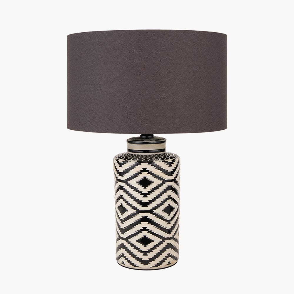 Chirala Black and White Tall Ikat Ceramic Table Lamp Base.