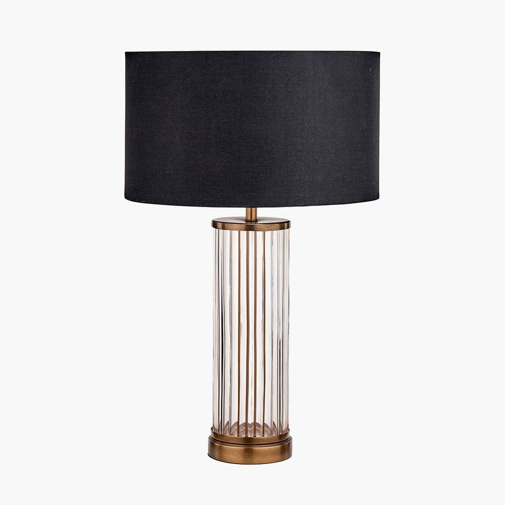 Ciara Clear Glass and Antique Brass Metal Table Lamp Base.