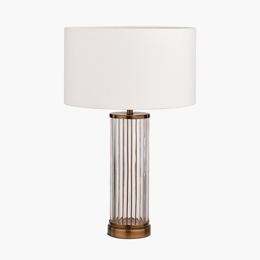 Ciara Clear Glass and Antique Brass Metal Table Lamp Base.