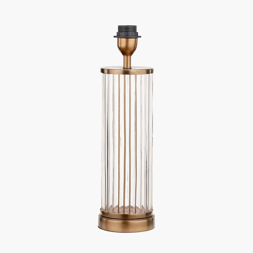 Ciara Clear Glass and Antique Brass Metal Table Lamp Base.