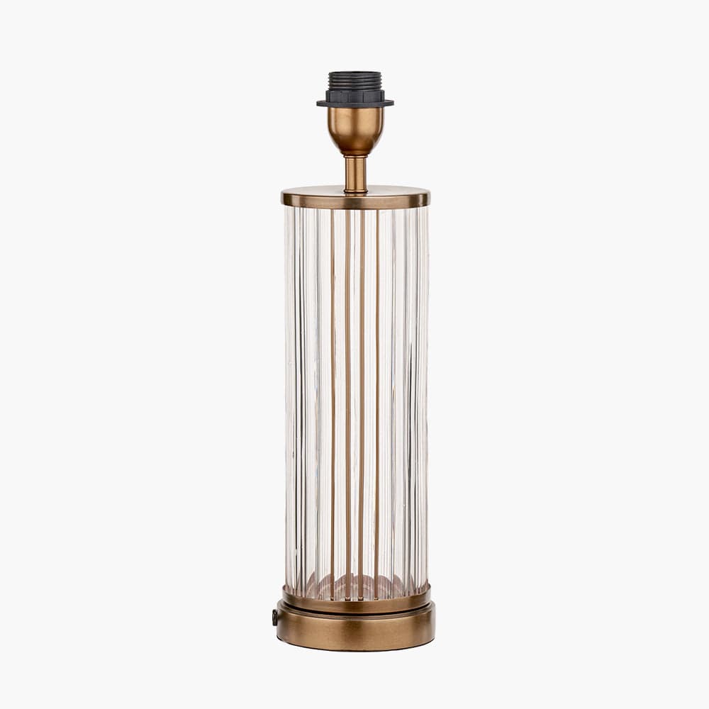 Ciara Clear Glass and Antique Brass Metal Table Lamp Base.