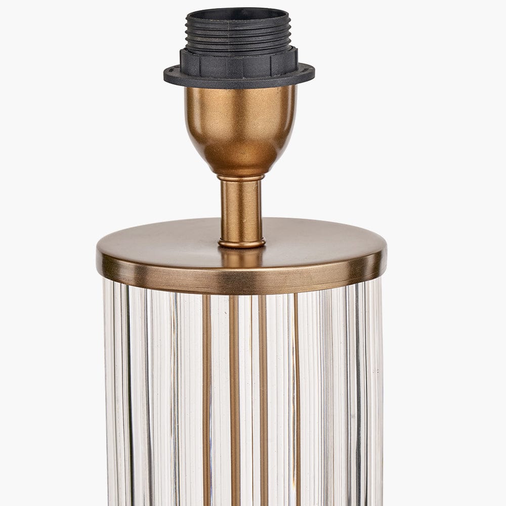 Ciara Clear Glass and Antique Brass Metal Table Lamp Base.