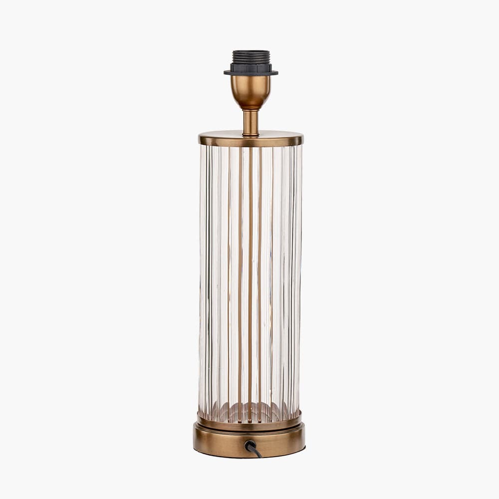 Ciara Clear Glass and Antique Brass Metal Table Lamp Base.