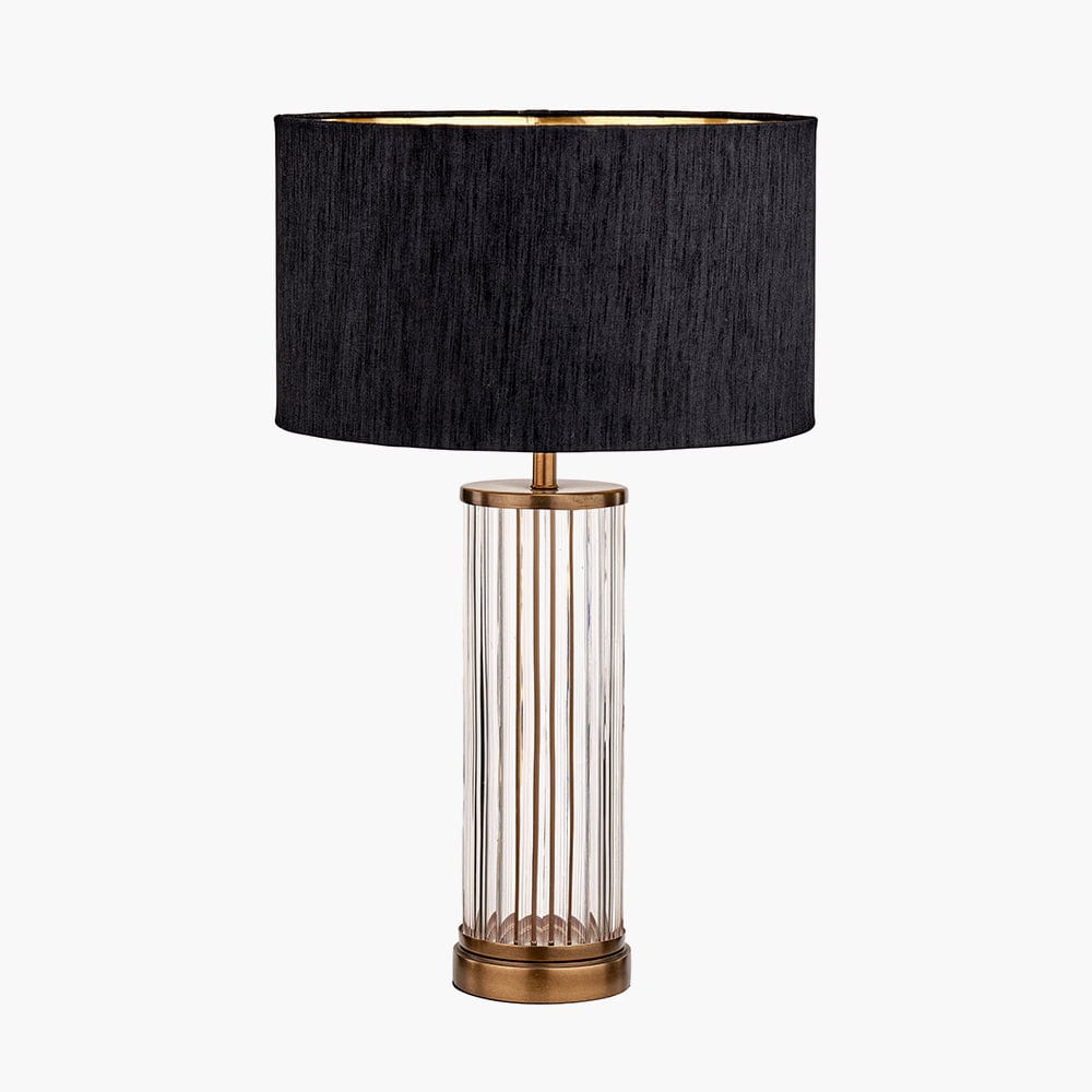 Ciara Clear Glass and Antique Brass Metal Table Lamp Base.