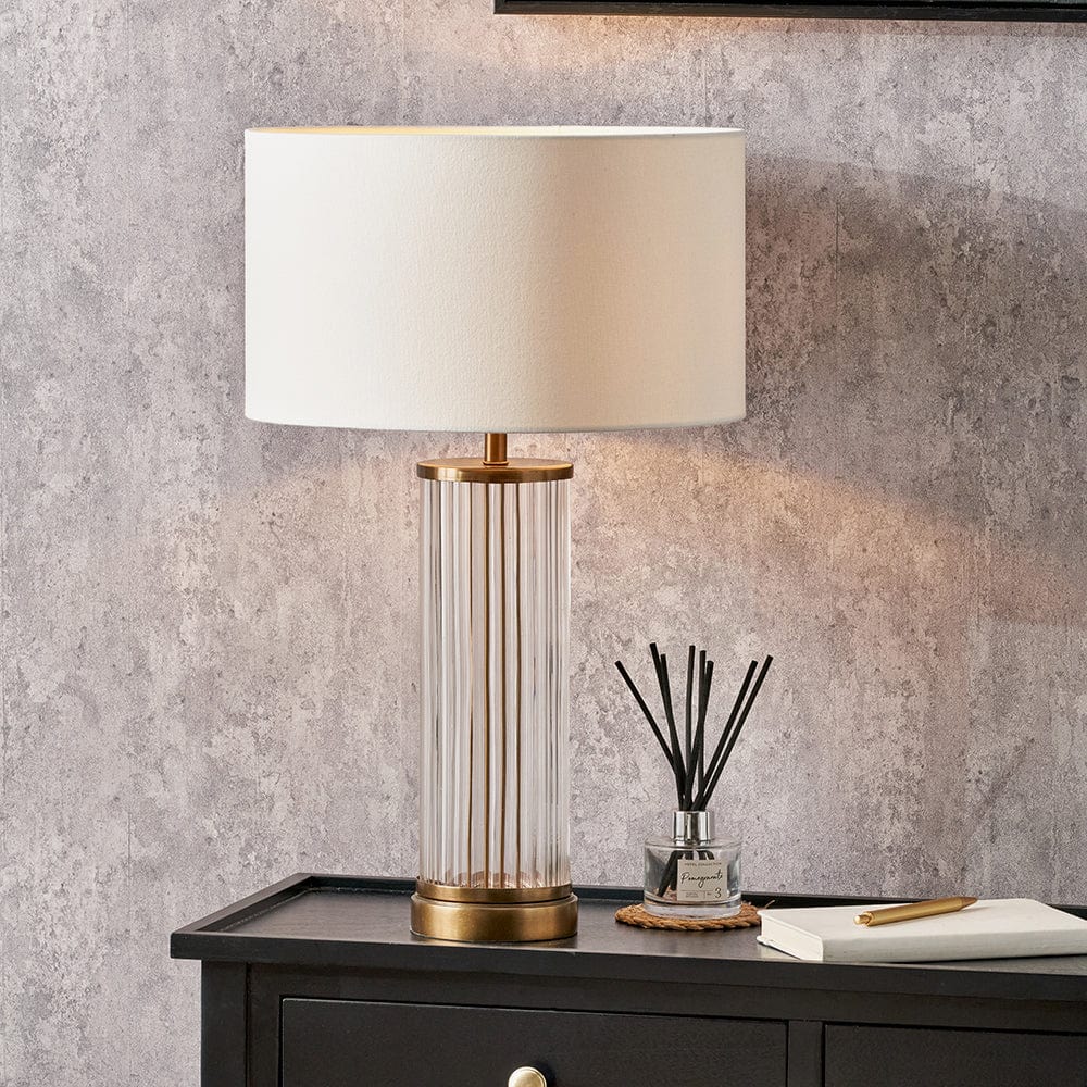 Ciara Clear Glass and Antique Brass Metal Table Lamp Base.