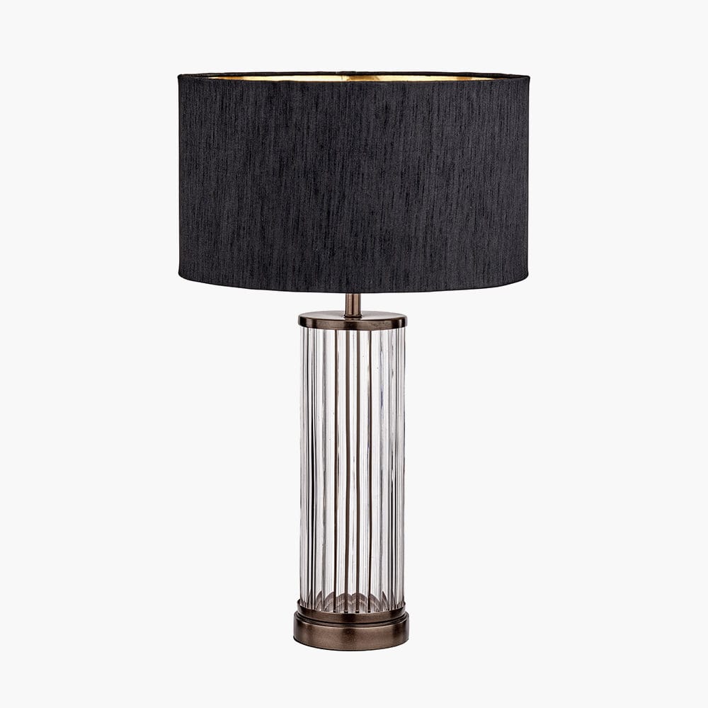 Ciara Clear Glass and Antique Bronze Metal Table Lamp Base.