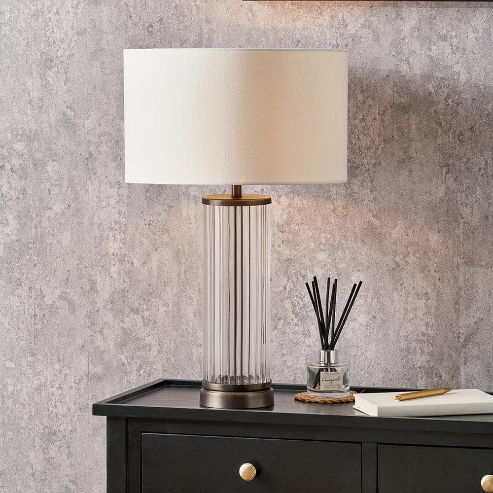 Ciara Clear Glass and Antique Bronze Metal Table Lamp Base.