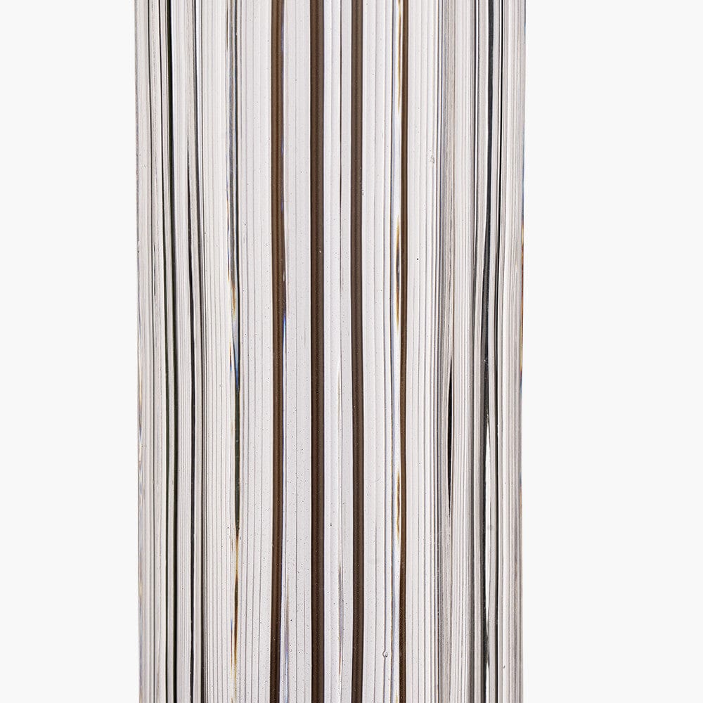 Ciara Clear Glass and Antique Bronze Metal Table Lamp Base with Henry 35cm White Handloom Cylinder Lampshade.