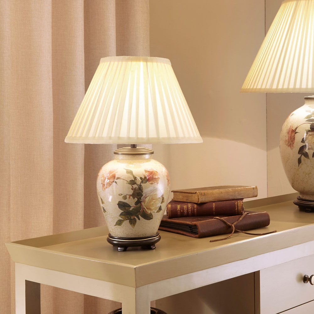 Classic Rose Small Glass Table Lamp.