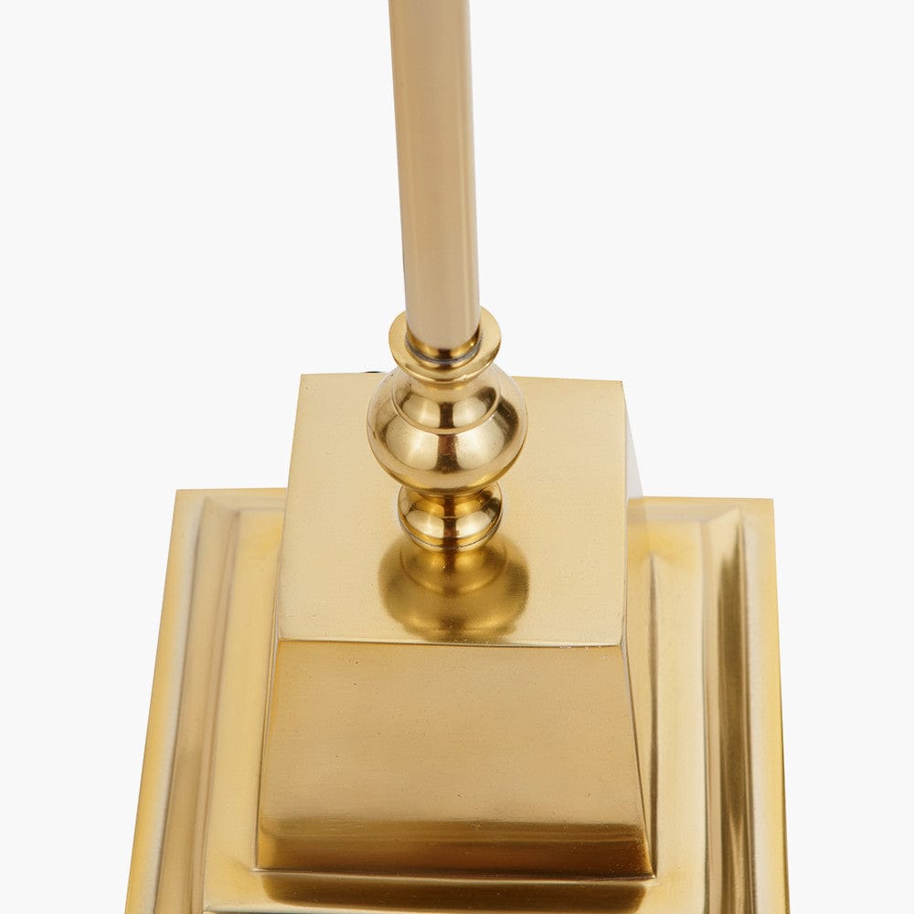 Claudius Gold Metal Stick Floor Lamp Base with Henry 40cm White Handloom Cylinder Lampshade.