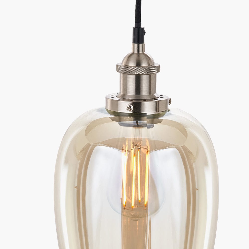 Clio Antique Silver Metal and Lustre Glass Pendant.