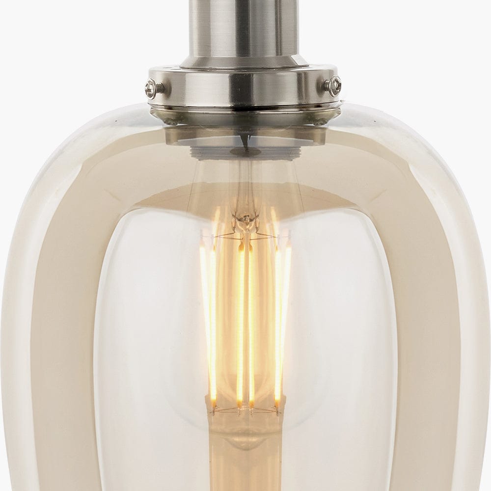 Clio Antique Silver Metal and Lustre Glass Pendant.