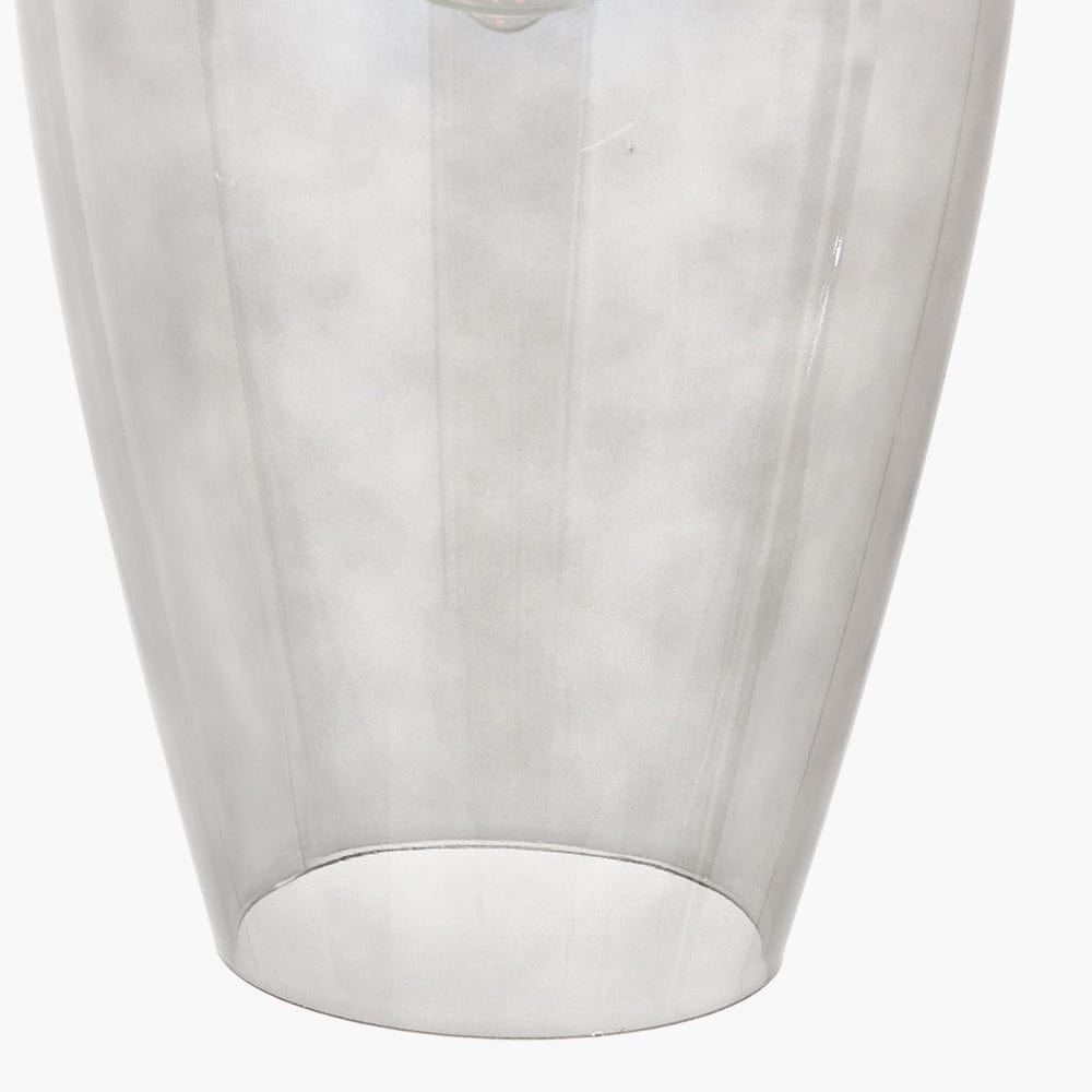 Clio Antique Silver Metal and Smoked Glass Pendant.