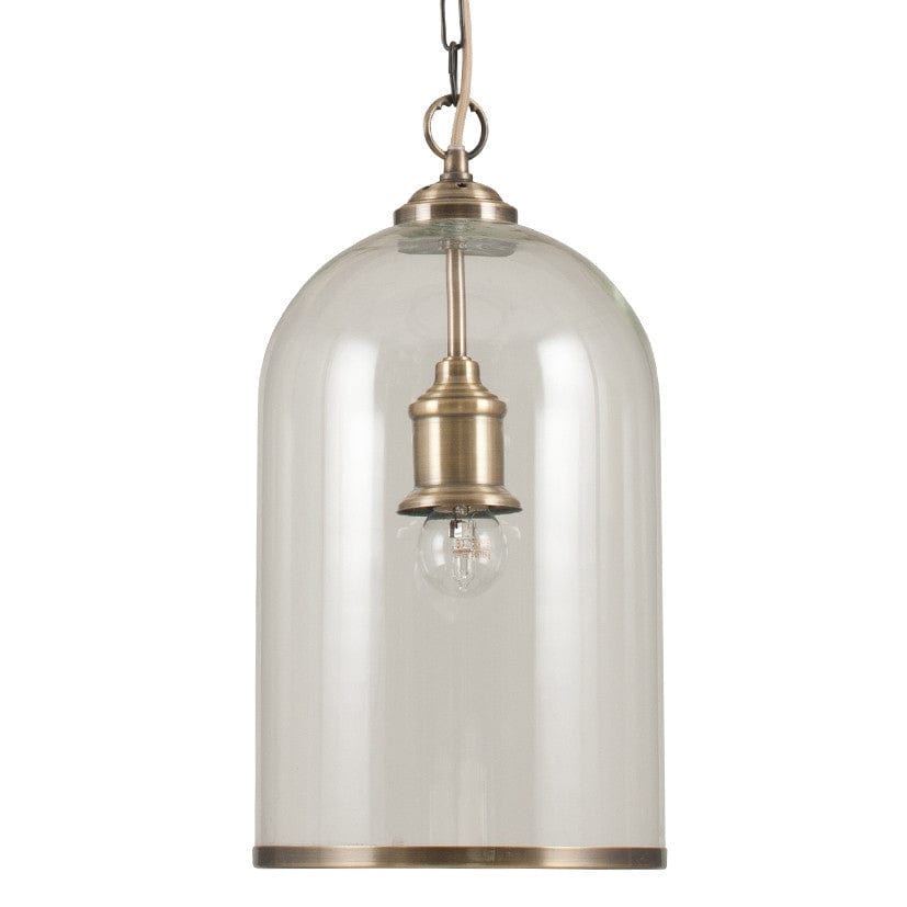 Pacific Lifestyle Lighting Cloche Clear Glass and Antique Brass Rimmed Pendant House of Isabella UK