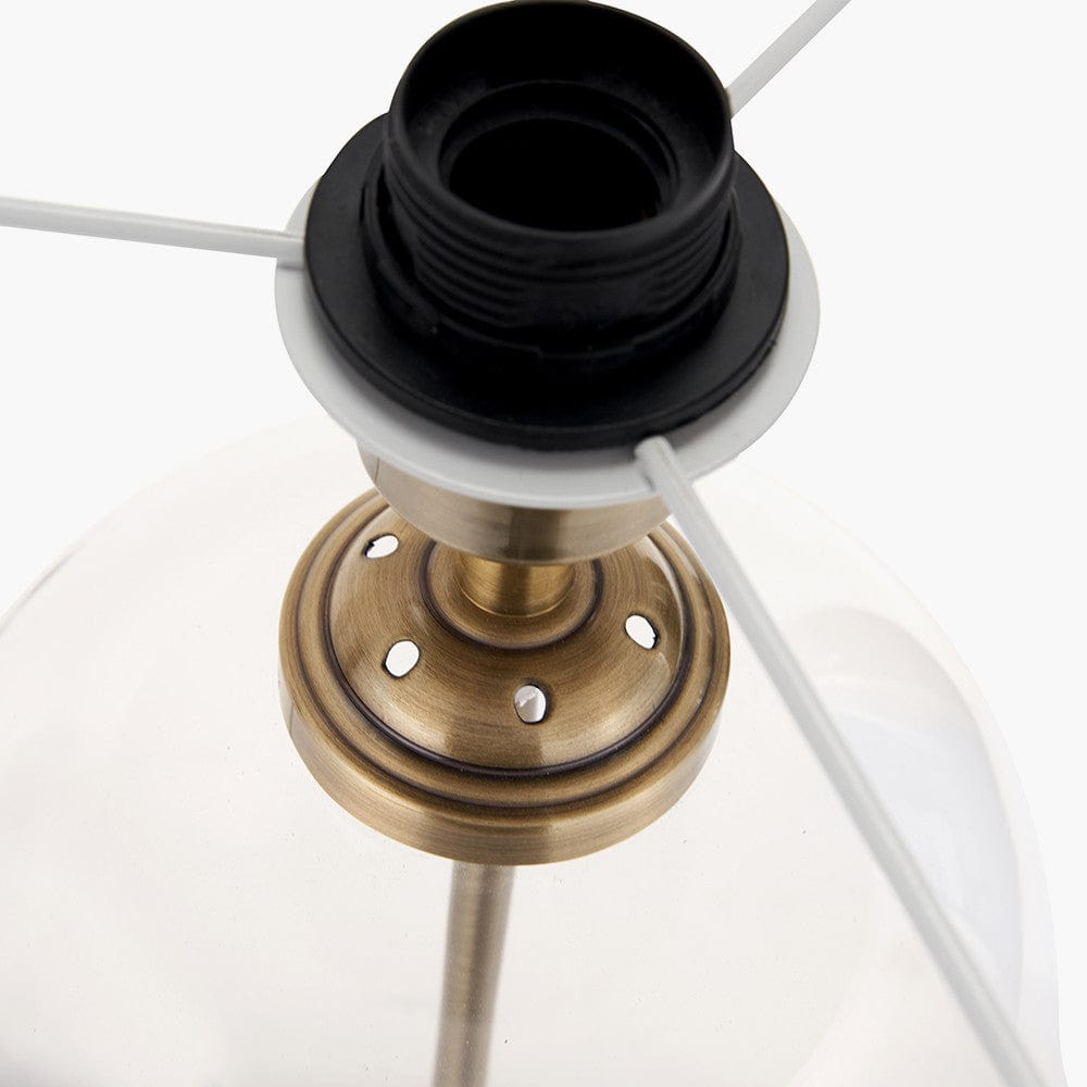 Cloche Clear Glass and Antique Brass Table Lamp.