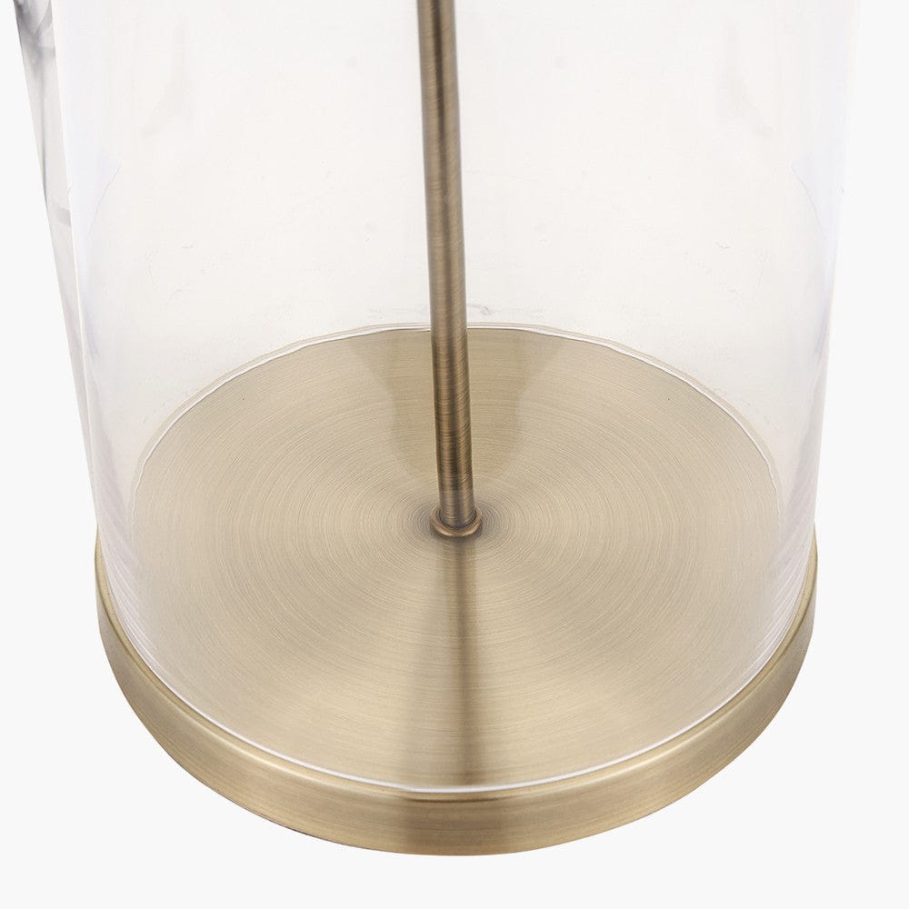 Cloche Clear Glass and Antique Brass Table Lamp.