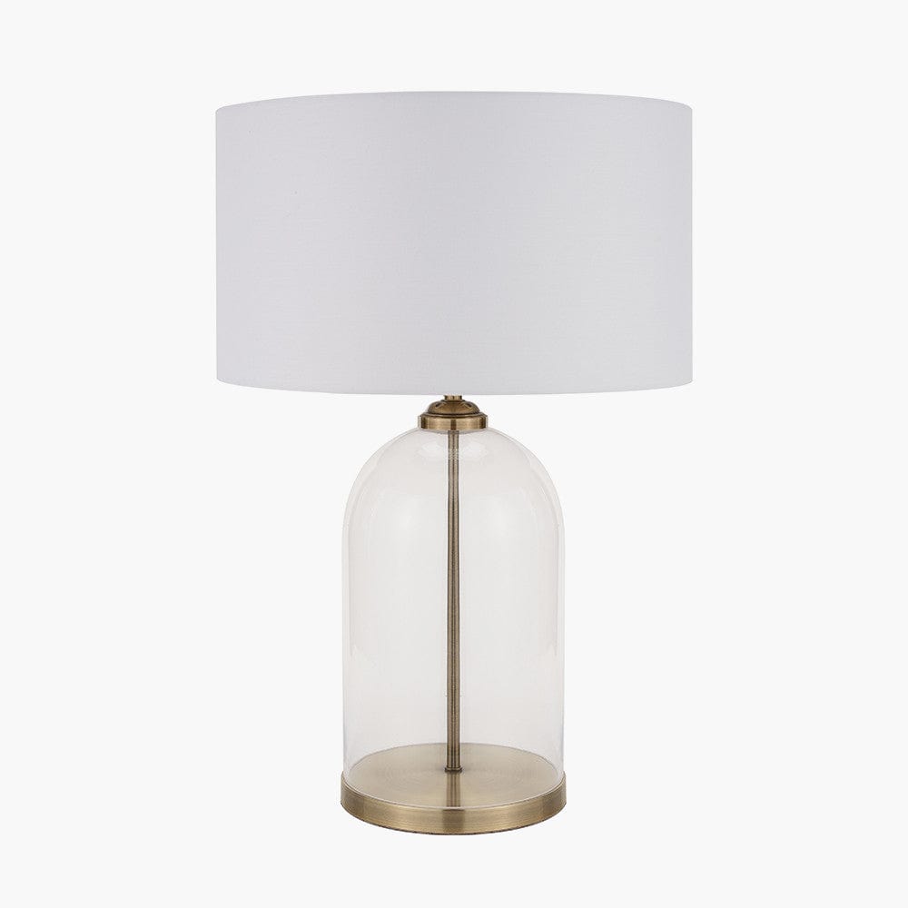 Cloche Clear Glass and Antique Brass Table Lamp.