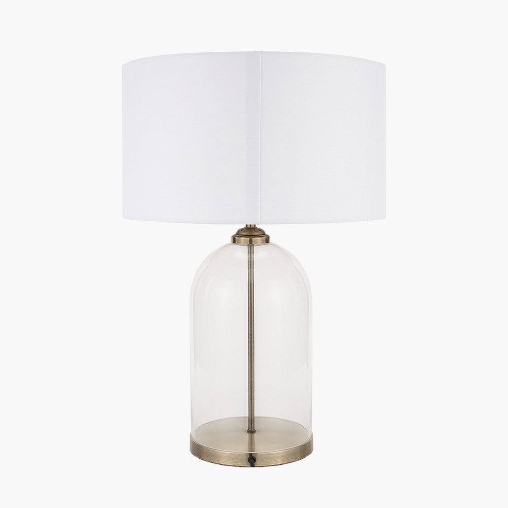 Cloche Clear Glass and Antique Brass Table Lamp.
