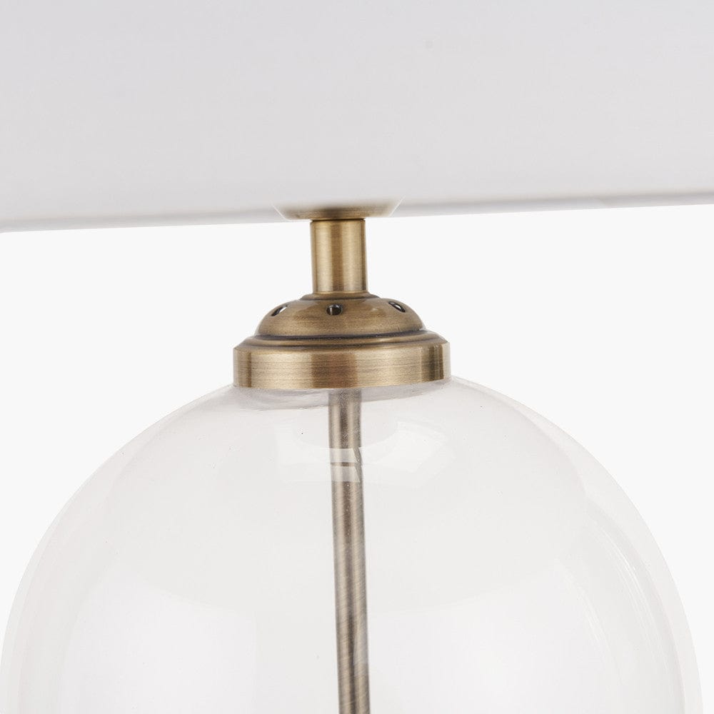Cloche Clear Glass and Antique Brass Table Lamp.