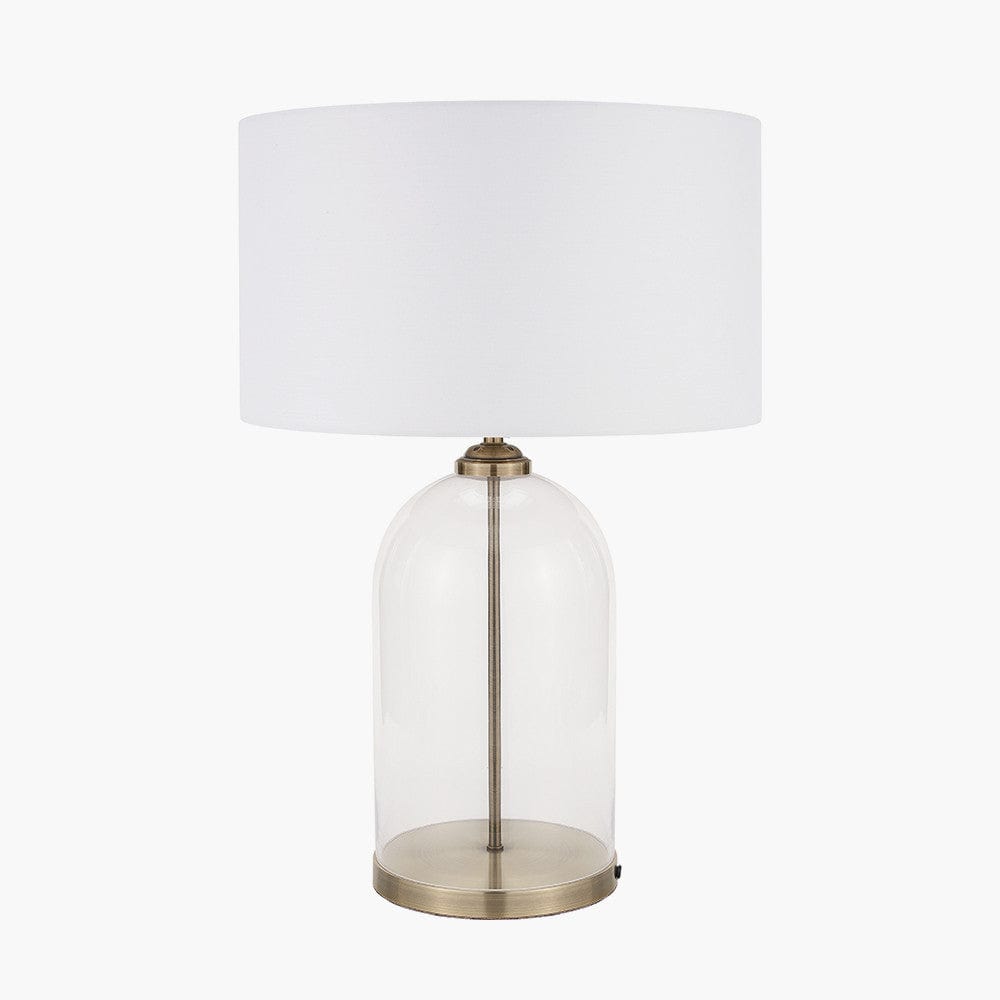 Cloche Clear Glass and Antique Brass Table Lamp.