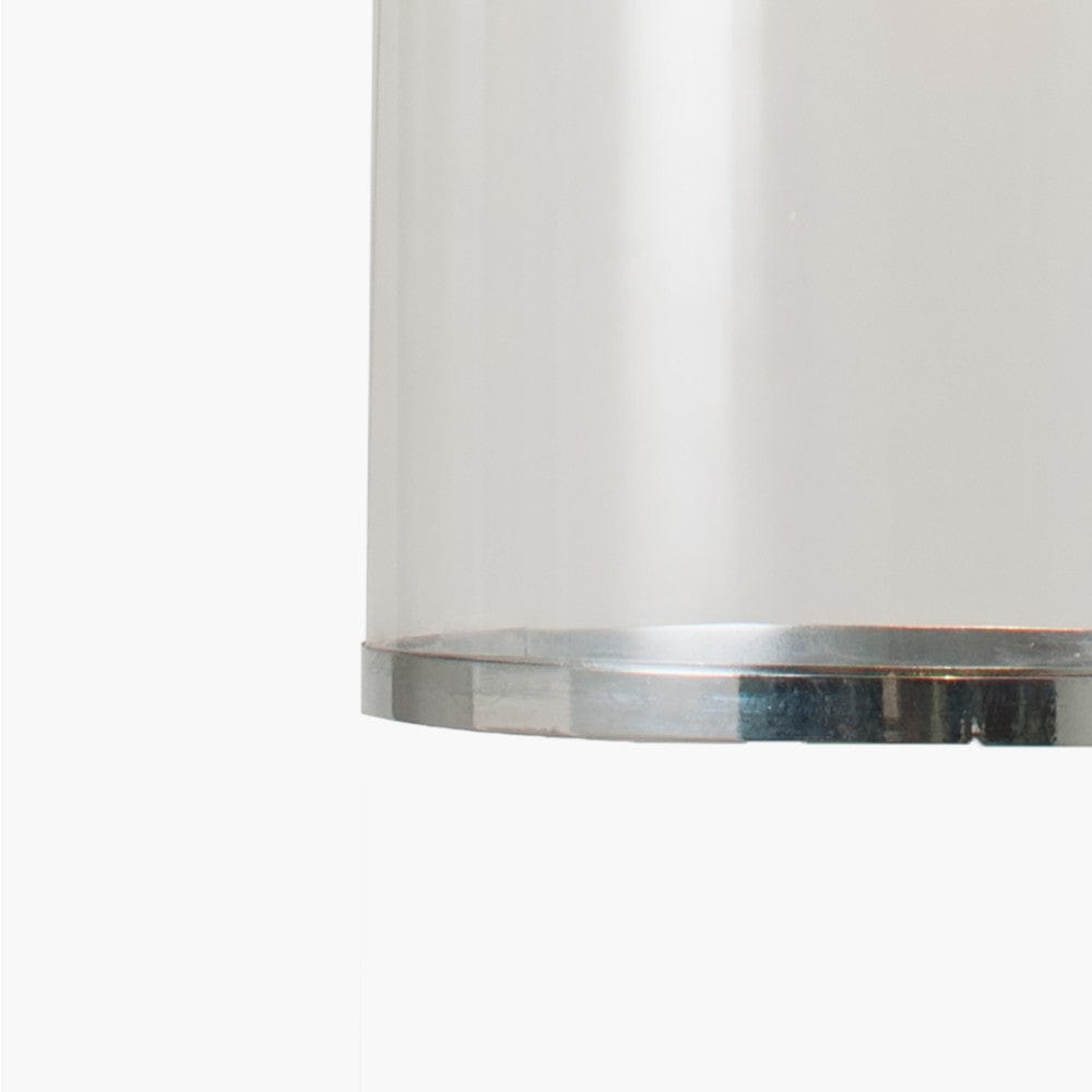 Cloche Clear Glass and Silver Pendant.