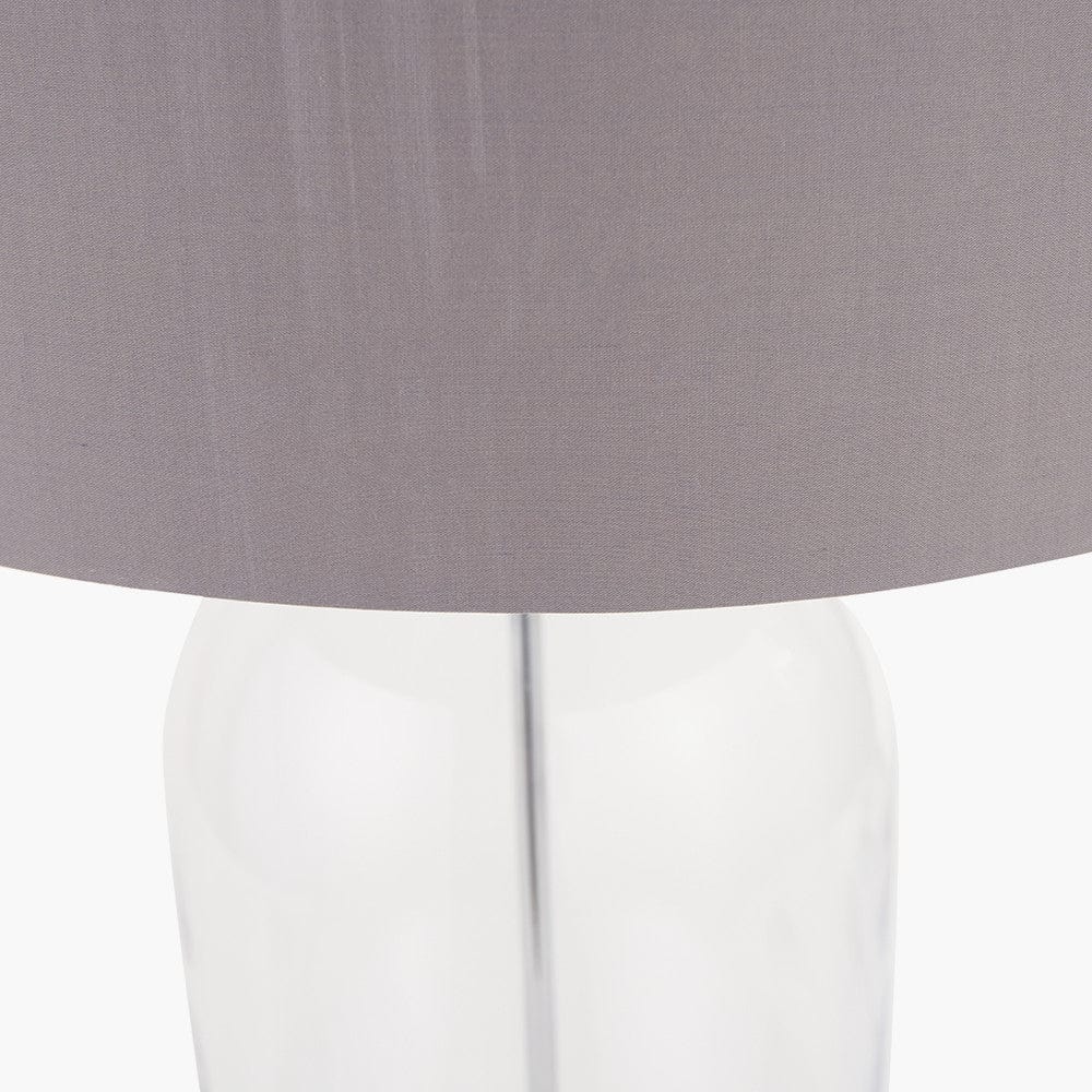 Cloche Clear Glass and Silver Table Lamp.