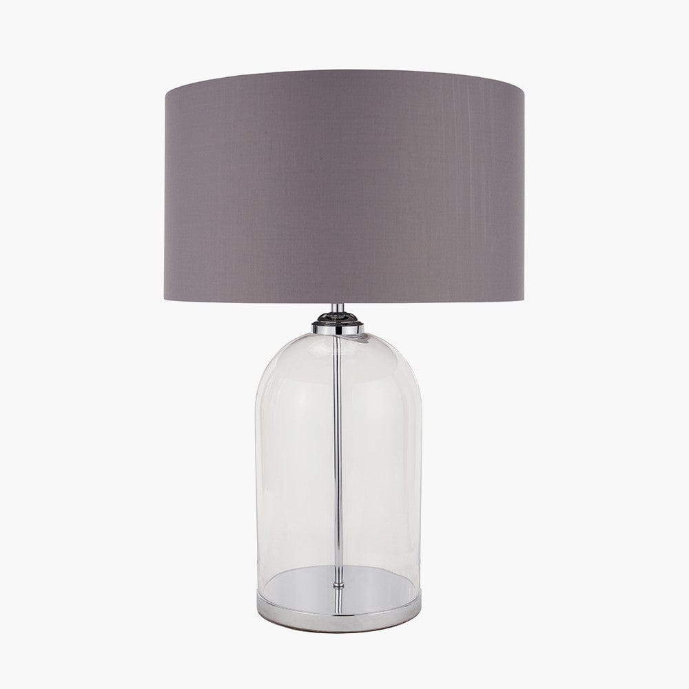 Cloche Clear Glass and Silver Table Lamp.