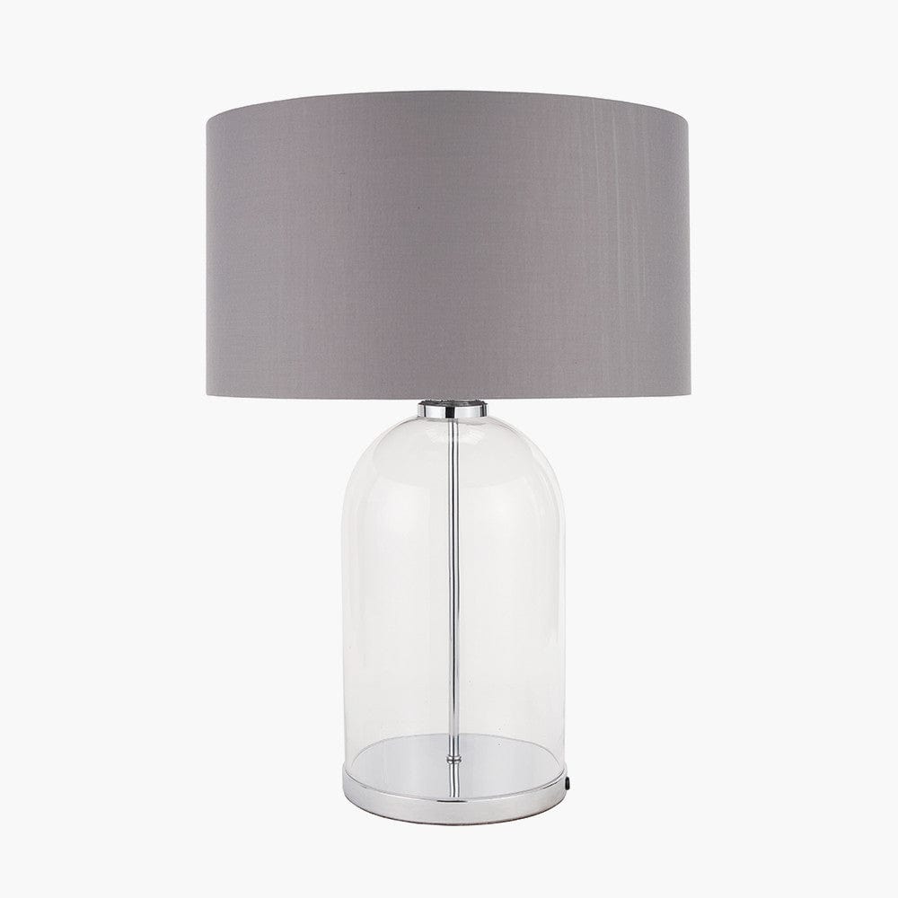 Cloche Clear Glass and Silver Table Lamp.