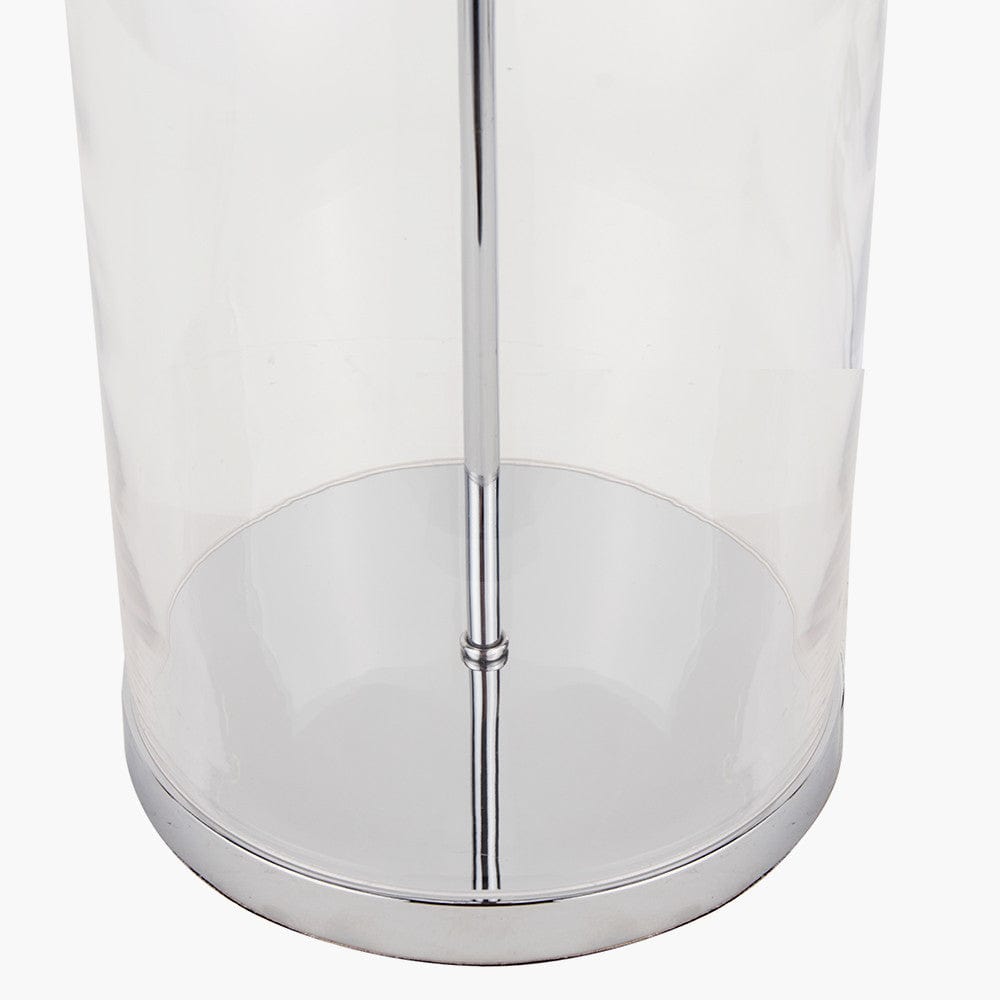 Cloche Clear Glass and Silver Table Lamp.