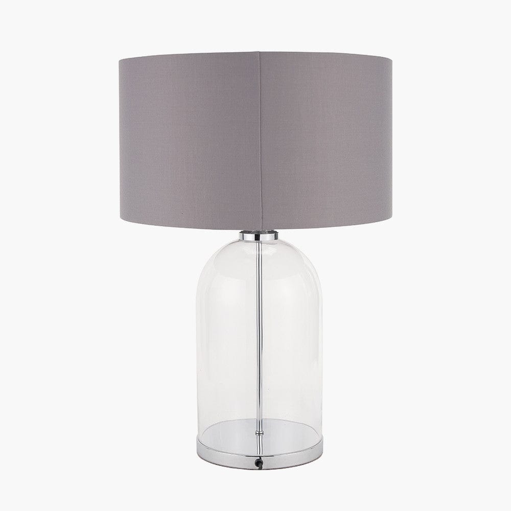Cloche Clear Glass and Silver Table Lamp.