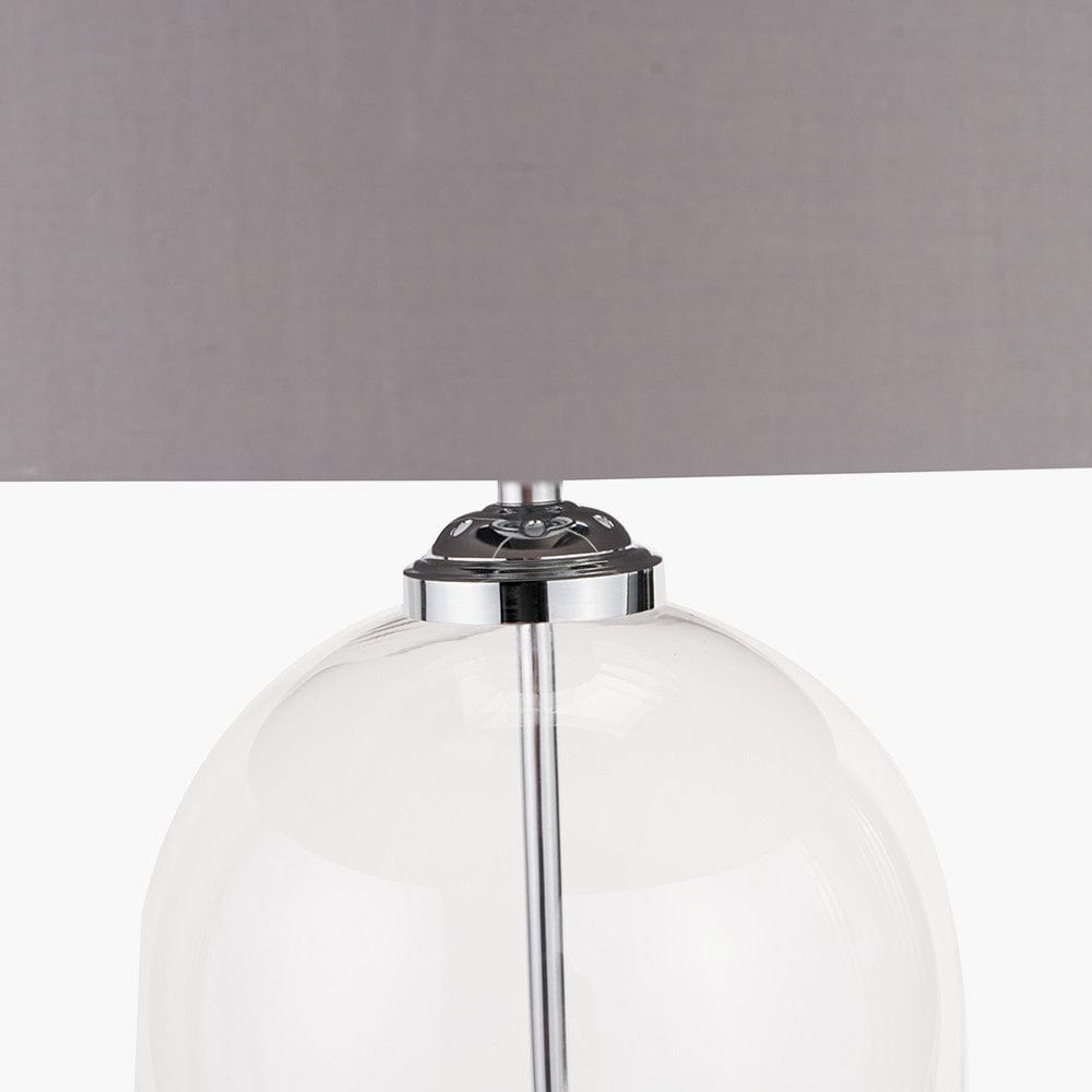 Cloche Clear Glass and Silver Table Lamp.