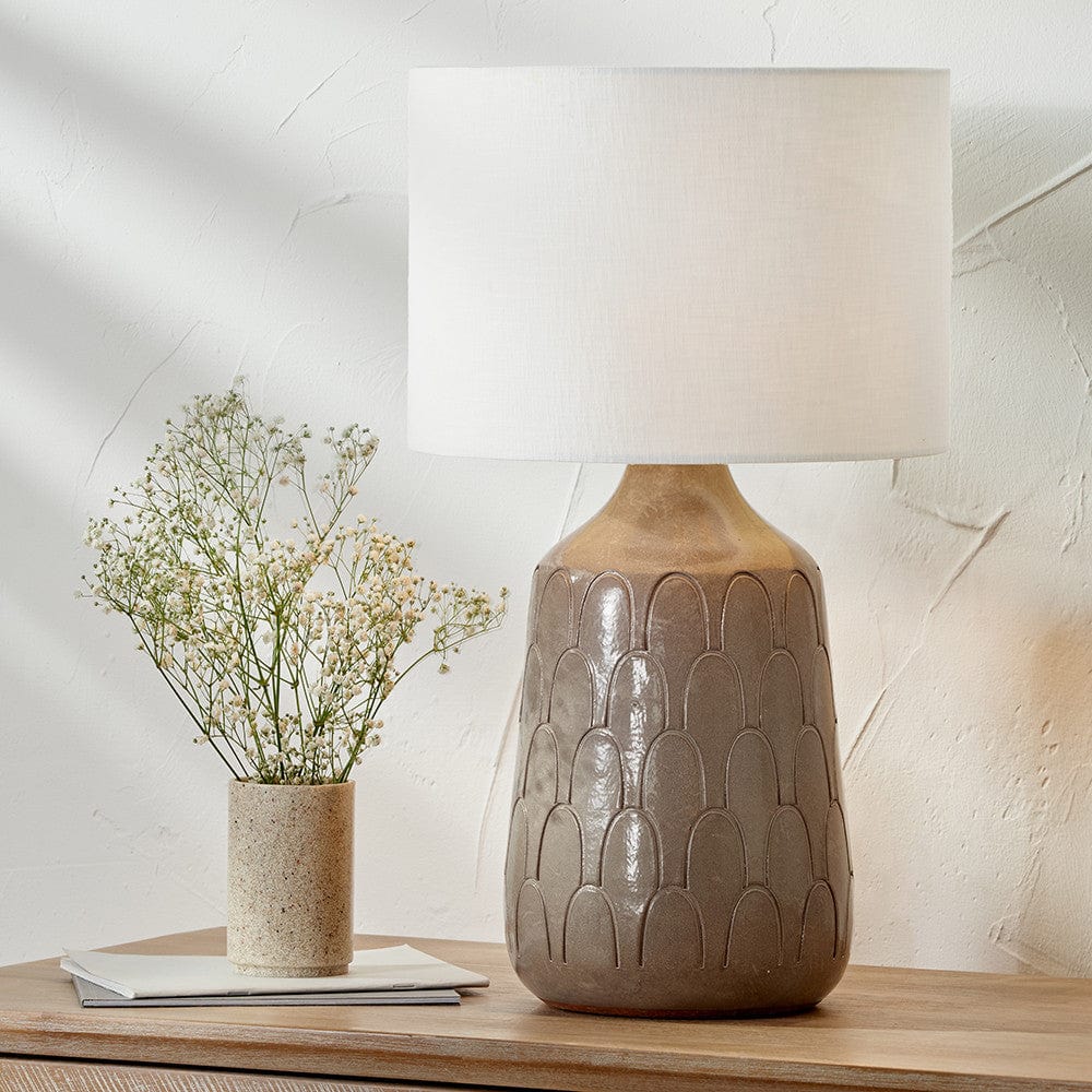Coco Grey Gloss Arch Design Stoneware Table Lamp.