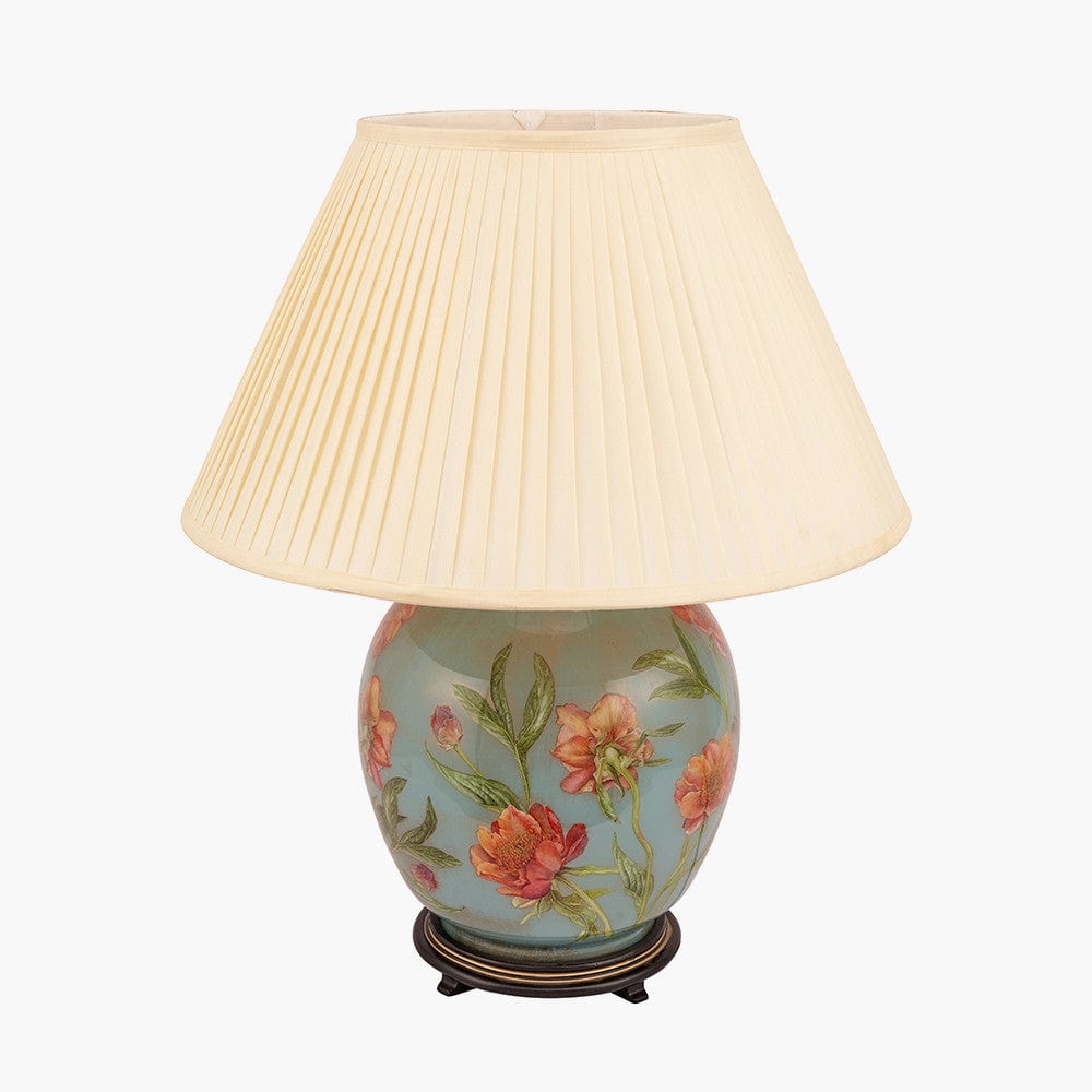 Coral Peony Large Glass Table Lamp.