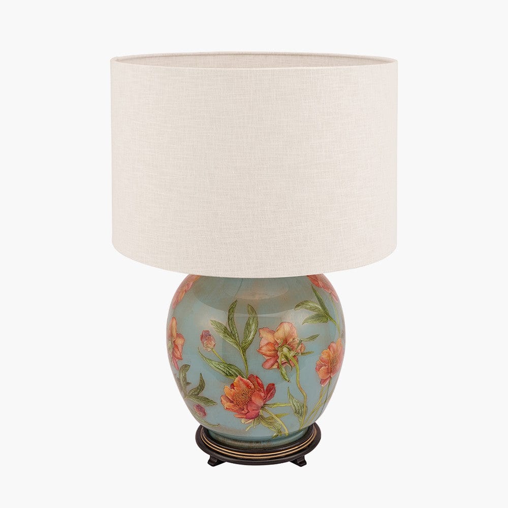 Coral Peony Large Glass Table Lamp.