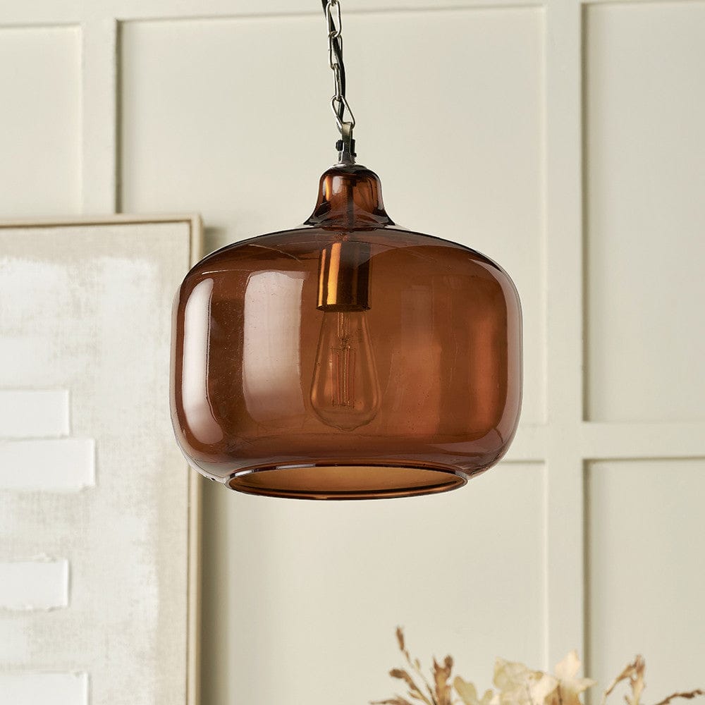 Pacific Lifestyle Lighting Corby Amber Glass Pendant House of Isabella UK
