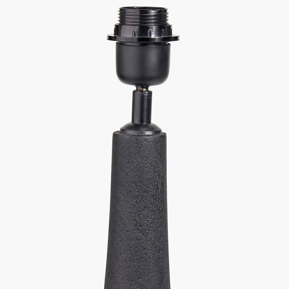 Pacific Lifestyle Lighting Corella Black Mango Wood Curved Table Lamp Base with Lino 40cm White Self Lined Linen Cylinder Lampshade House of Isabella UK