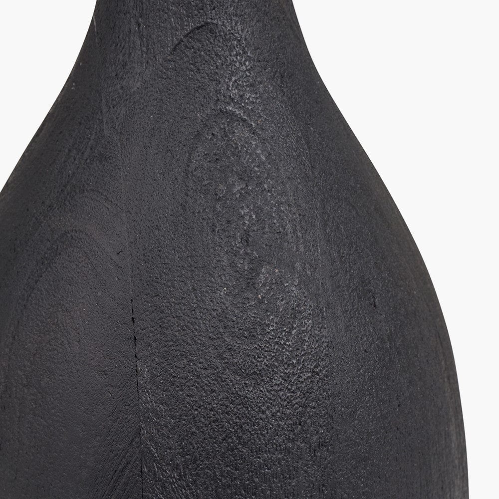 Pacific Lifestyle Lighting Corella Black Mango Wood Curved Table Lamp Base with Lino 40cm White Self Lined Linen Cylinder Lampshade House of Isabella UK