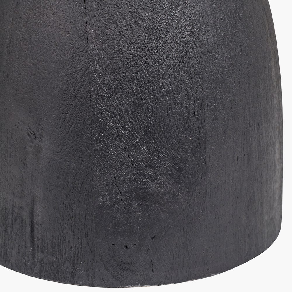 Corella Black Mango Wood Curved Table Lamp Base with Lino 40cm White Self Lined Linen Drum Shade.