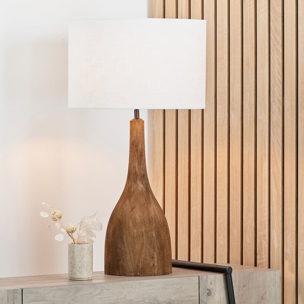 Pacific Lifestyle Lighting Corella Chocolate Brown Mango Wood Curved Table Lamp Base House of Isabella UK