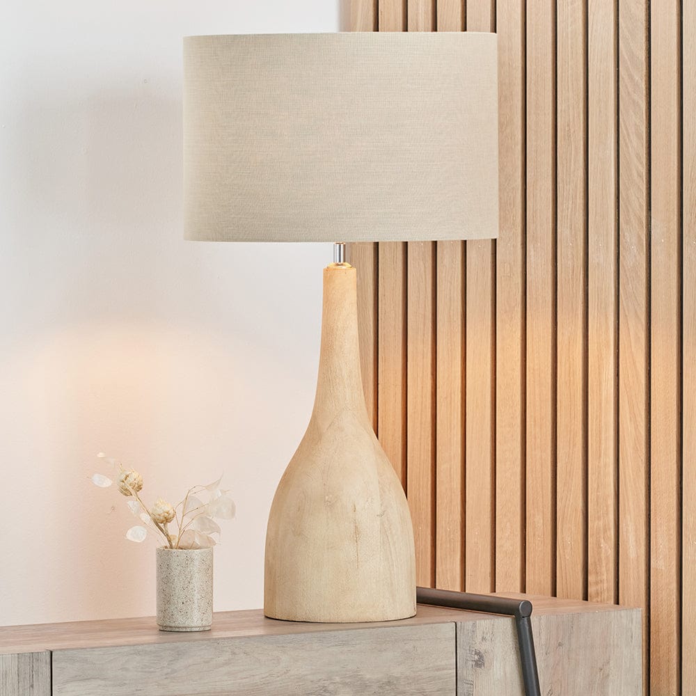Corella Natural Mango Wood Curved Table Lamp Base.