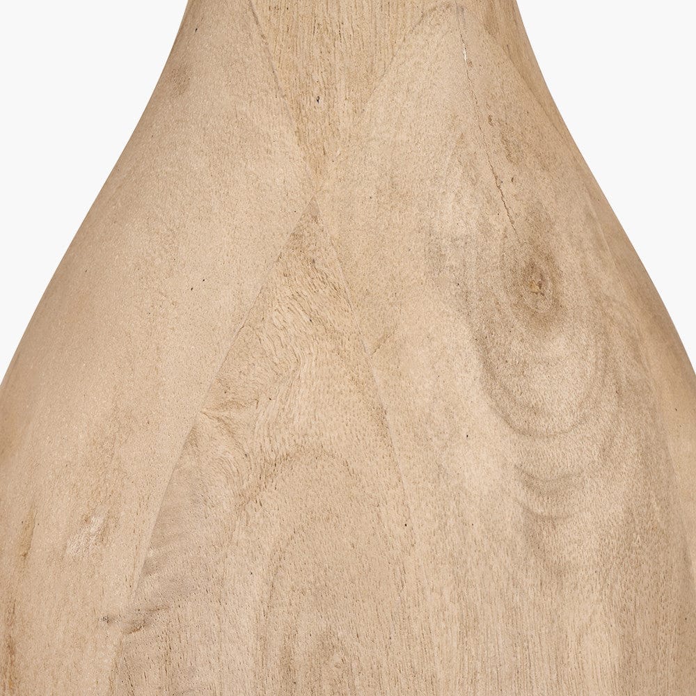 Corella Natural Mango Wood Curved Table Lamp Base with Lino 40cm Grey Self Lined Linen Cylinder Lampshade.