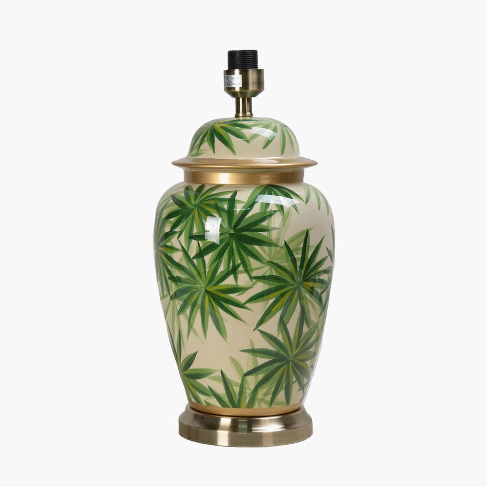 Curacao Palm Leaf Design Ceramic Urn Table Lamp - Base Only.