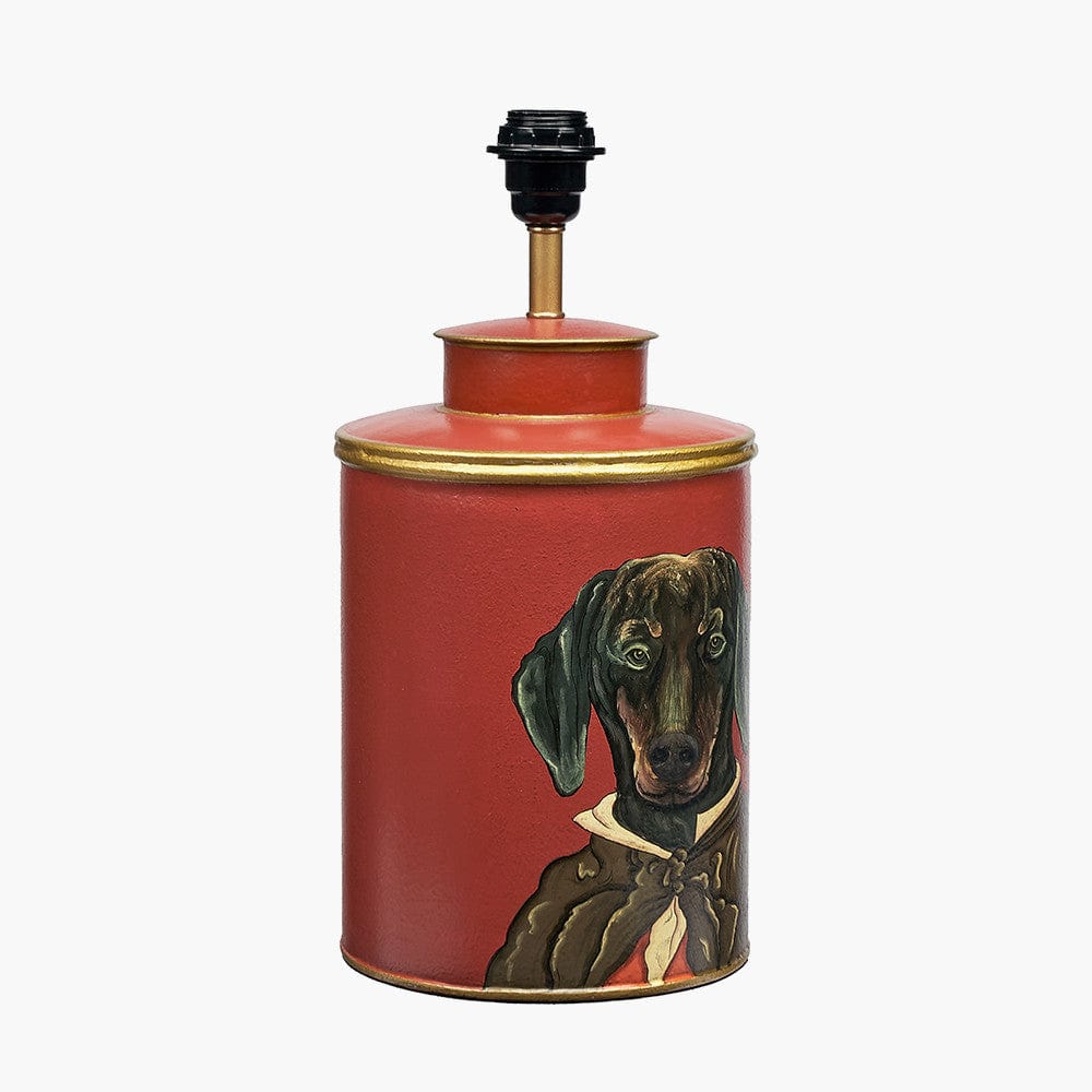 Dachshund Red Hand Painted Metal Table Lamp.
